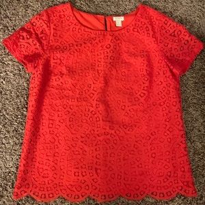 J.Crew red lace blouse